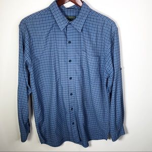 Royal Robbins Blue Plaid Casual Button Down Shirt